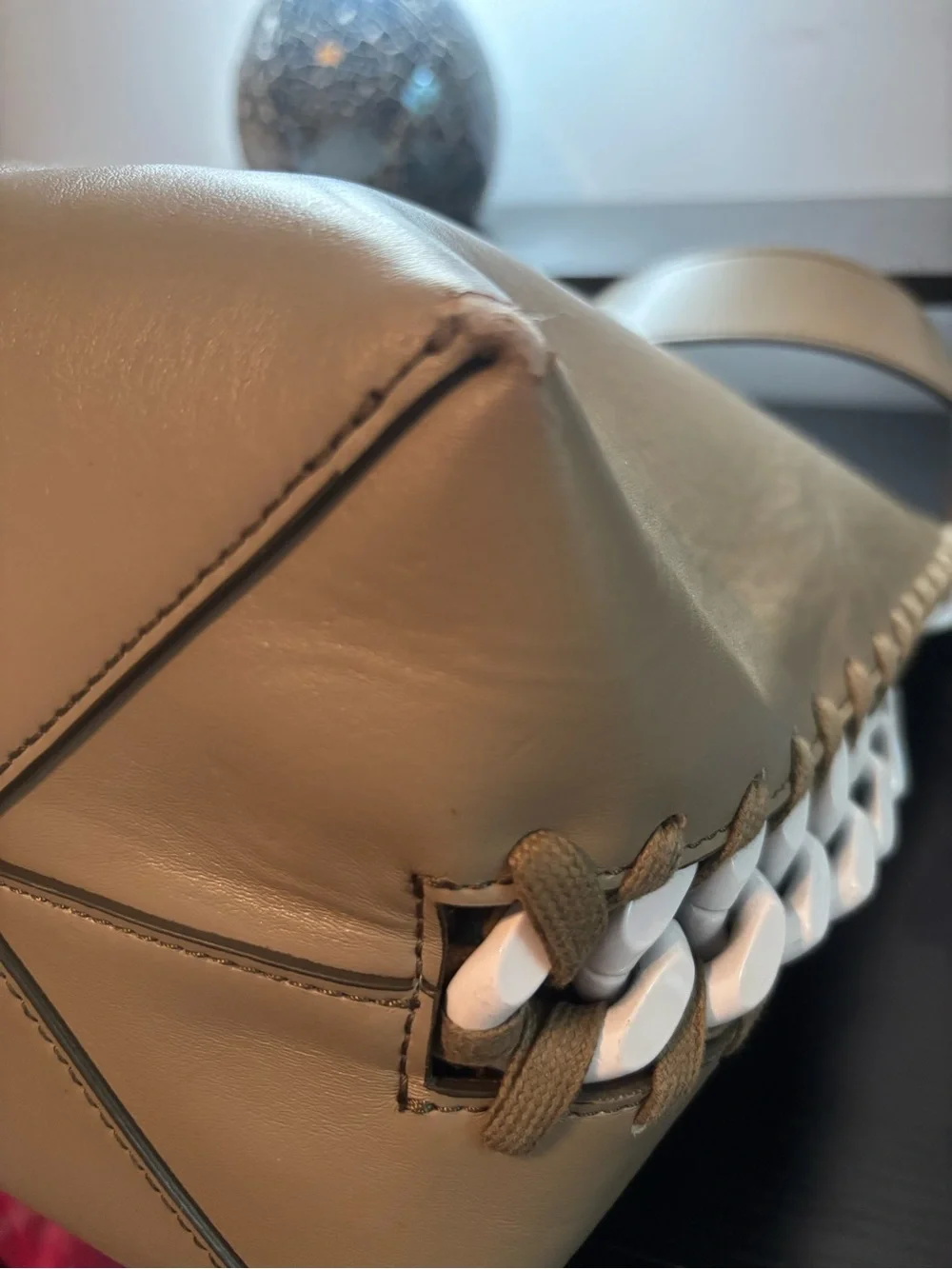 Authentic Stella McCartney Frayme Laced Tote Bag Beige - VGUC